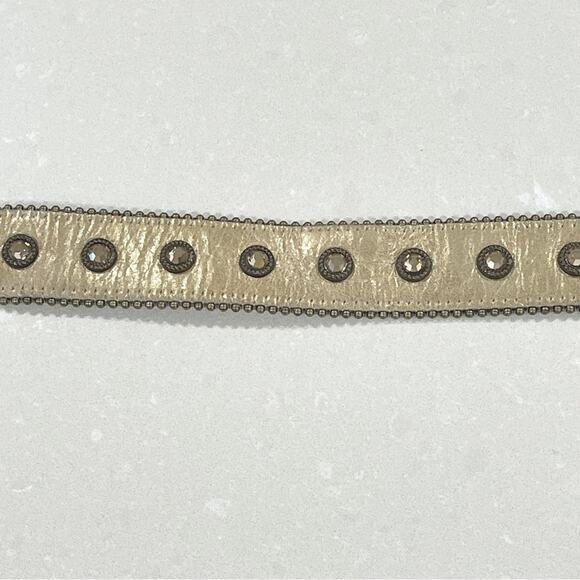 Leatherock Blingy Embellished Rhinestone Western Metallic Leather Belt Gold main image 2